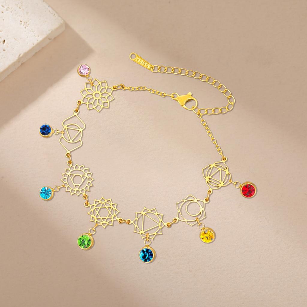  7 Chakra Yoga Bracelet Stainless Steel Fashion Birth Flower Bracelets Women Spiritual Jewelry Couple Anniversary Gift
