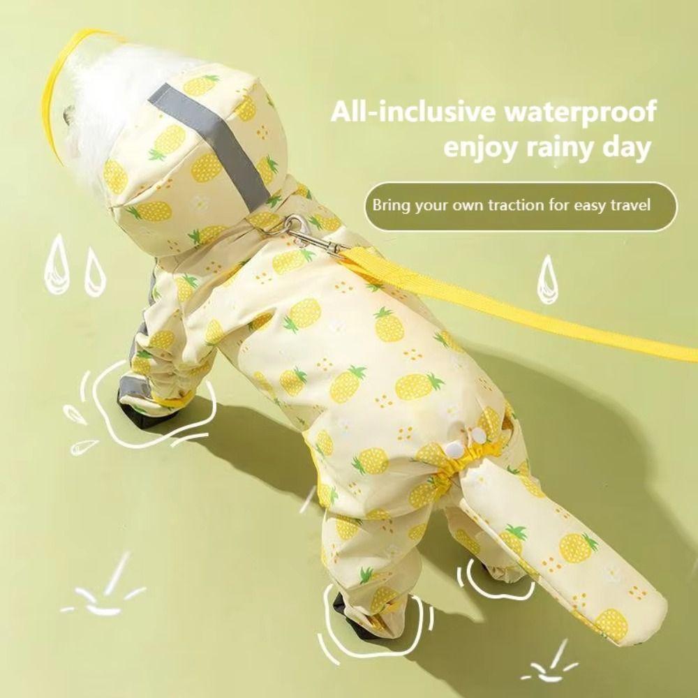 Windproof Dog Rain Cloak Waterproof Four Leg Raincoat Stylish Small Dog Clothes Cats