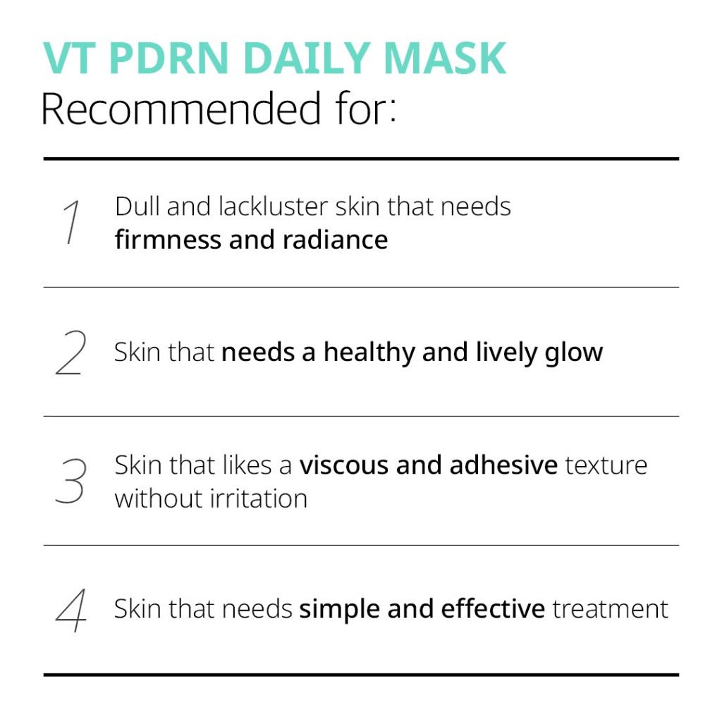 VT PDRN Daily Mask 30pcs Plant-based Vegan PDRN, Radiance Care