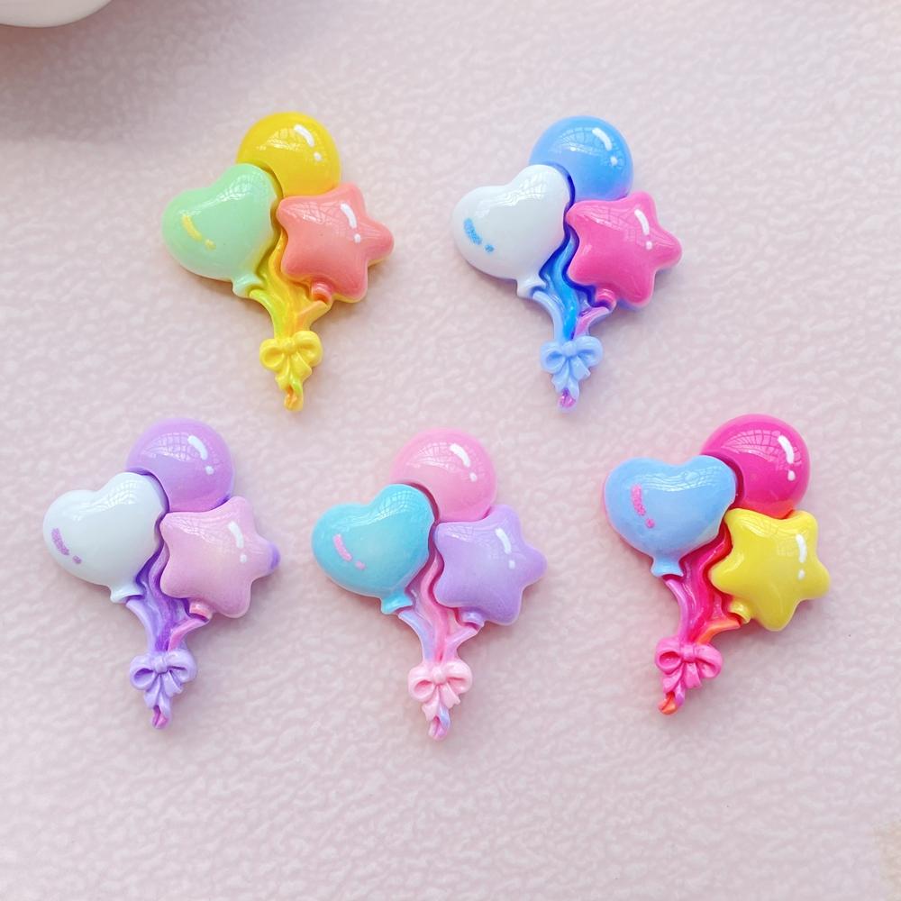 Nouveau Mignon Résine Dessin Animé Forme de Cœur, Série Ballons Forme Étoile Dos Plat Scrapbooking DIY Bijoux Artisanat Décoration
