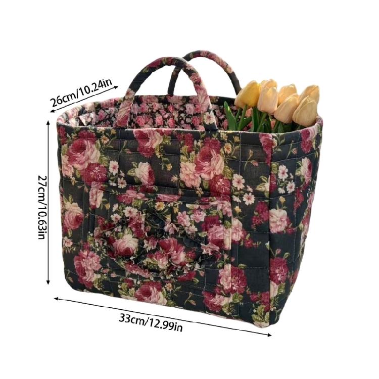 Multipurpose Floral Storage Basket Foldable Cloth Hamper Fabric Storage Basket for Bedroom Bathroom Organization
