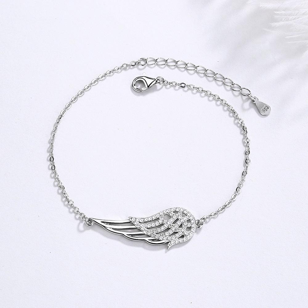 

925 Sterling Silver Angel Wing Bracelet for Women - Trendy European & American Style 925 Silver