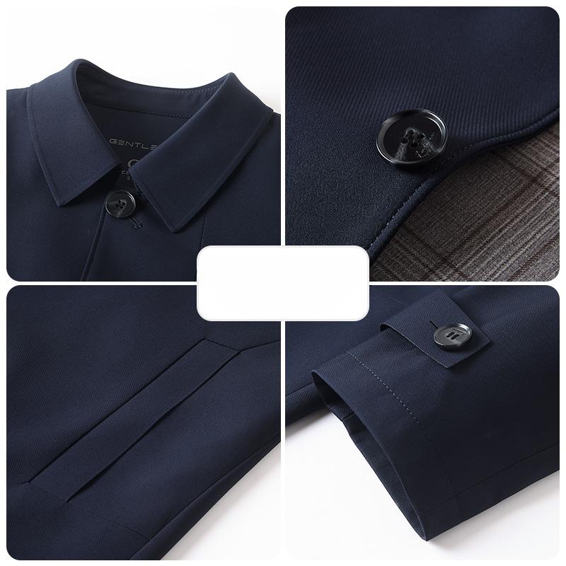 Frühling und Herbst Neue mittellange Windjacke für Herren Trendy Bügelfreie Hübsche Windjacke Herren Revers Herrenjacke