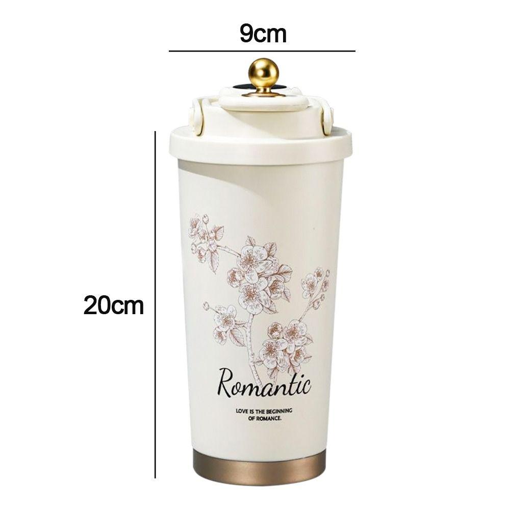 Durable 530ml Water Cup 316 Stainless Steel Leak-proof Coffee Mug with Carrying Handle Large Capacity Straw Cup