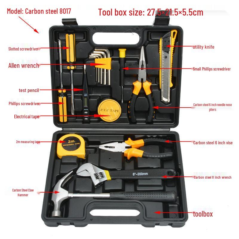 Toolbox Set: 8, 9, 12, 13, 16 Piece Household & Car-Mounted Repair Kit