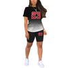 Summer 2pcs Outfits For Women Short Sleeve T-Shirts Pants Shorts Set Gradient Color Tracksuit Sportwear