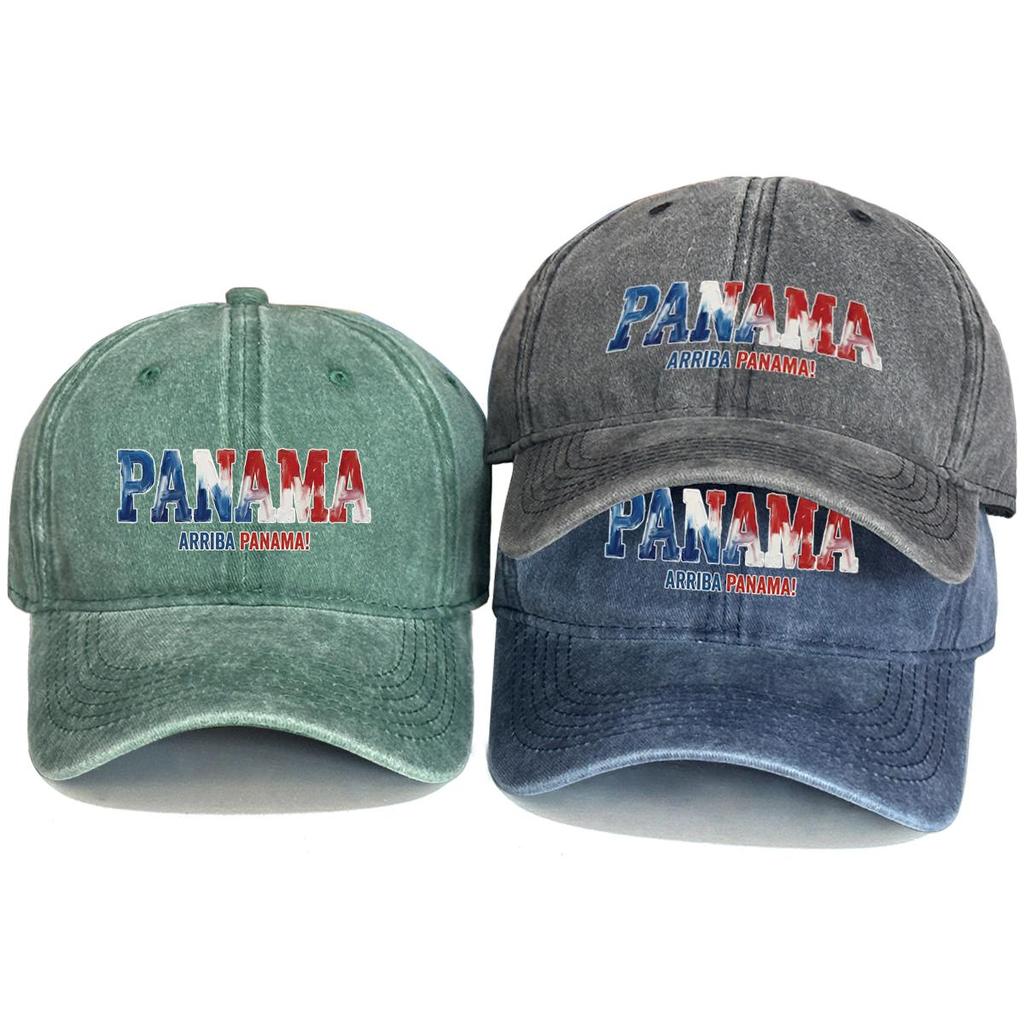 "PANAMA" "ARRIBA PANAMA" Flag Printed Sun Hat , Adjustable Snapback Baseball Cap Curved Brim Hip Hop Vintage Non-Stretch Fabric Sun Hat