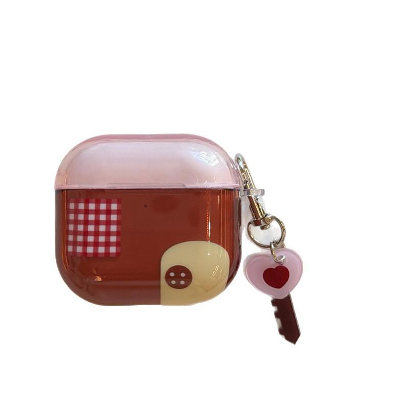 Ins Transparent Powder House Plaid AirPods 1 Generation Protective Case for Apple Bluetooth Headset AirpodsPro1/1