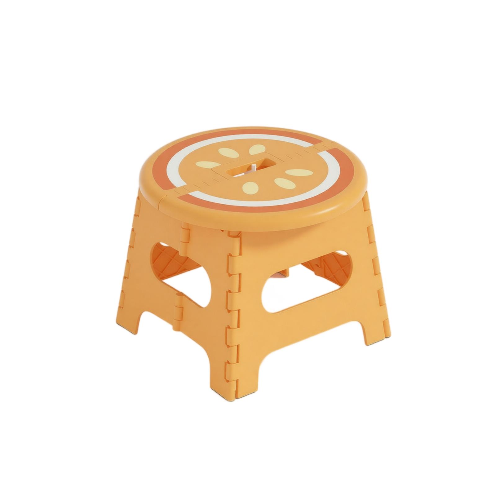 Portable Foldable Step Stool Thickened Plastic Folding Stool Lightweight Compact Design for Indoor Outdoor Use with Easy Carry Handle S оранжевый