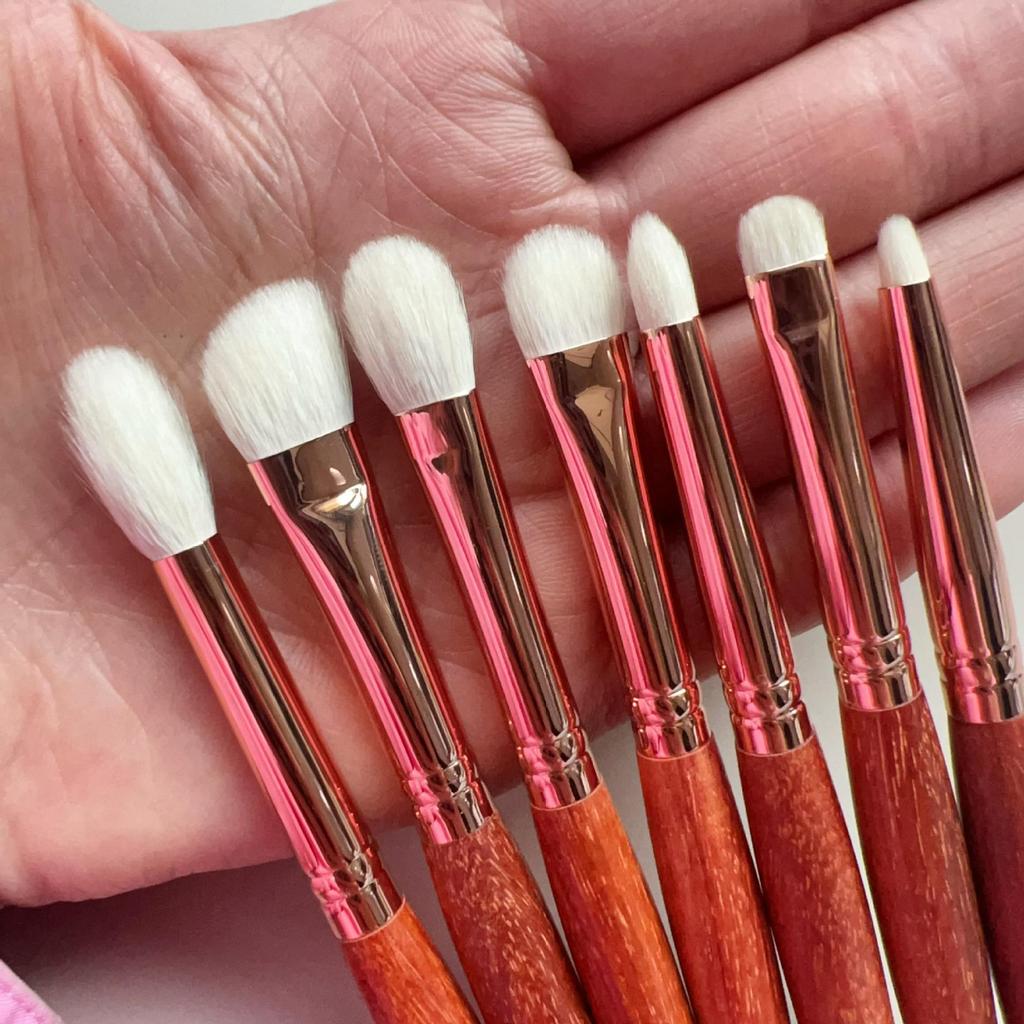 Handmade Sandalwood Eyeshadow Brush Set - Fine Pointed Wool for Blending, Laydown, Eye Corner, and Highlight.