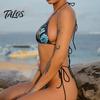 Set Bikini Stampa Farfalla Set Donna, Top con Laccetto al Collo & Perizoma Laterale, Costume da Bagno a Triangolo Due Pezzi con Fantasia, Costume da Bagno Sexy da Spiaggia per l'Estate Taglio Alto