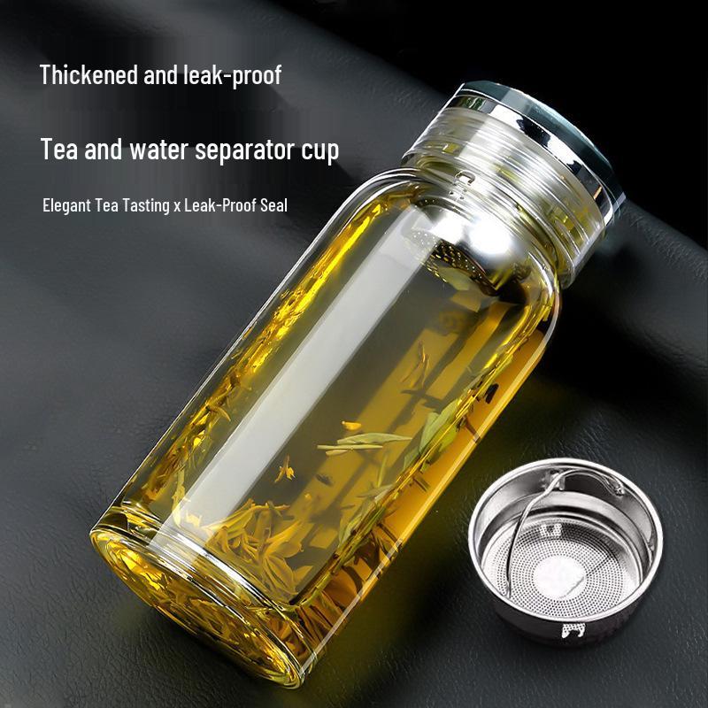 Premium High-Value Borosilicate Glass Tea Cup: Elegant Single-Layer Design for Women with Tea and Water Separation Feature.
