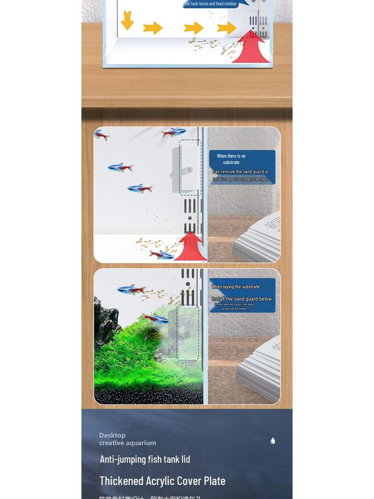 Compact Ultra-White Glass Fish Tank with Back Filter - Minimal Maintenance Desktop Aquarium for Goldfish