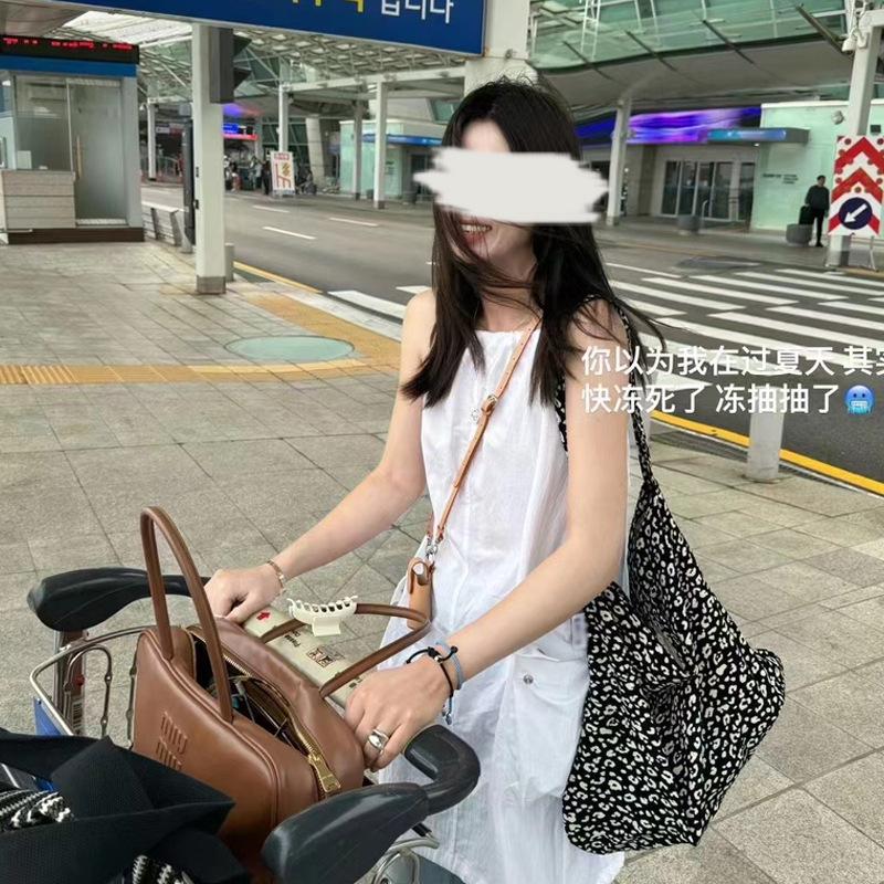 Leopard Print Canvas Bag Star Same Corduroy Printing Large Capacity Shoulder Bag Oblique Span Bag