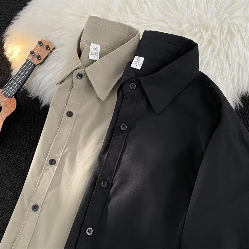 

Мужская рубашка с короткими рукавами, дизайнерская, нишевая, летняя, трендовая, универсальная, красивая, повседневная 2XL чёрный