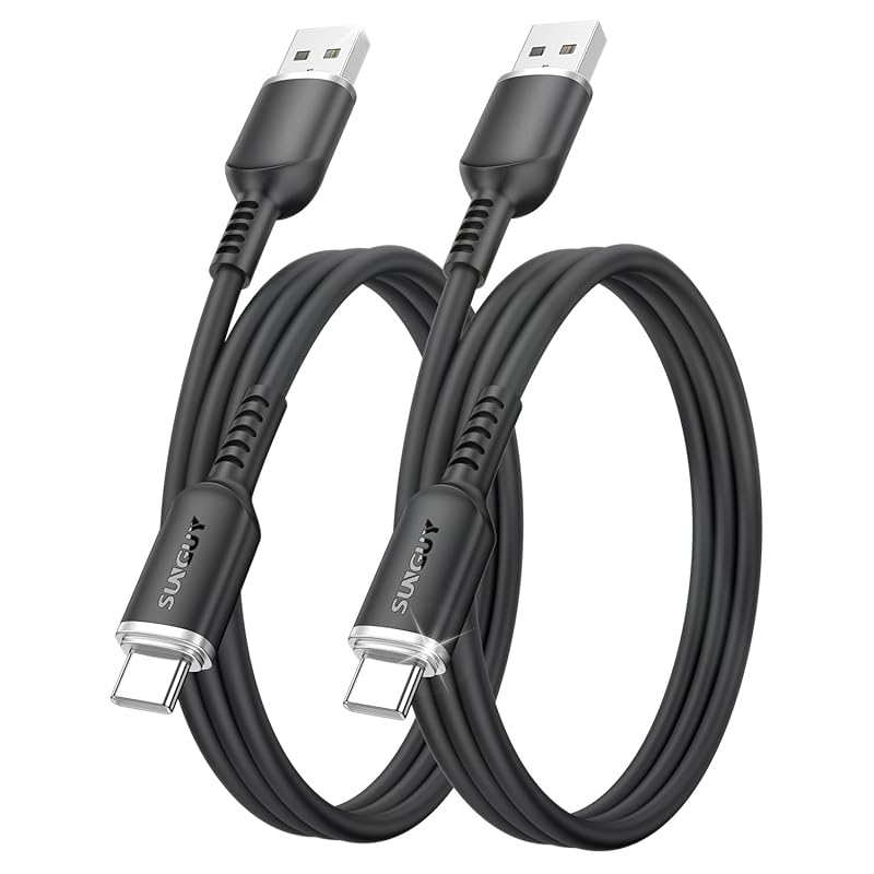 

SUNGUY USB Type C cable 1M tangle free cable Adopts silicone material [Set of 2] 18W fast charging USB-A to USB-C USB2.0 data transfer Android