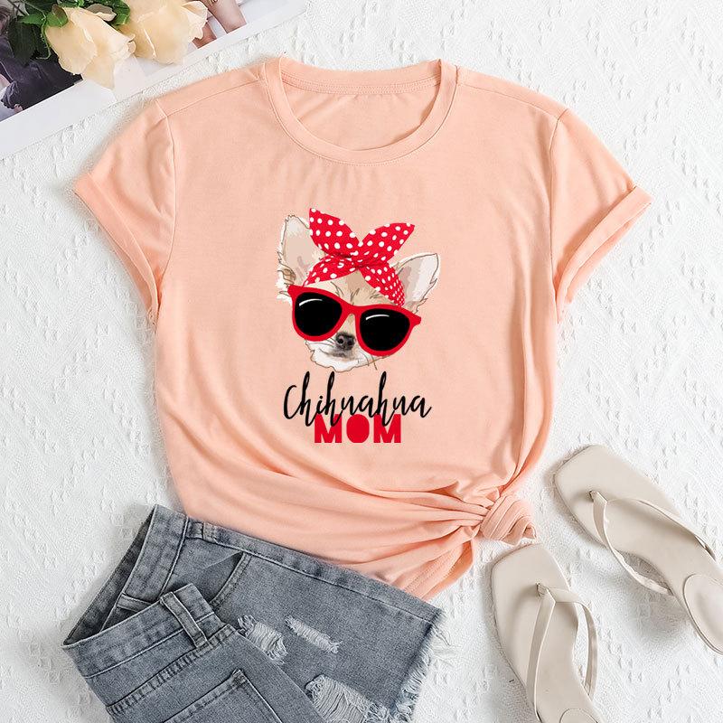 

Летние женские свободные повседневные футболки с короткими рукавами из чистого хлопка с буквенным принтом и принтом собаки 3XL