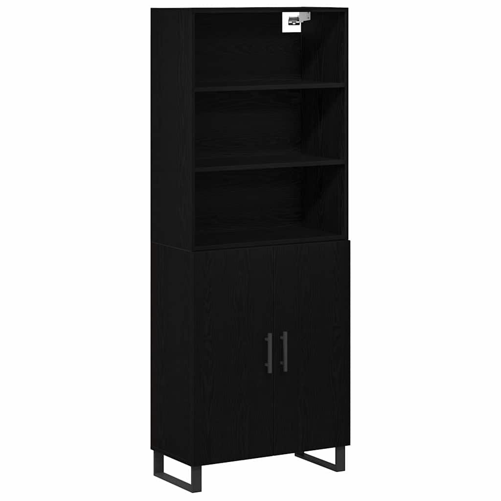 Highboard 2 pcs Black Oak Effect Wood Based Material