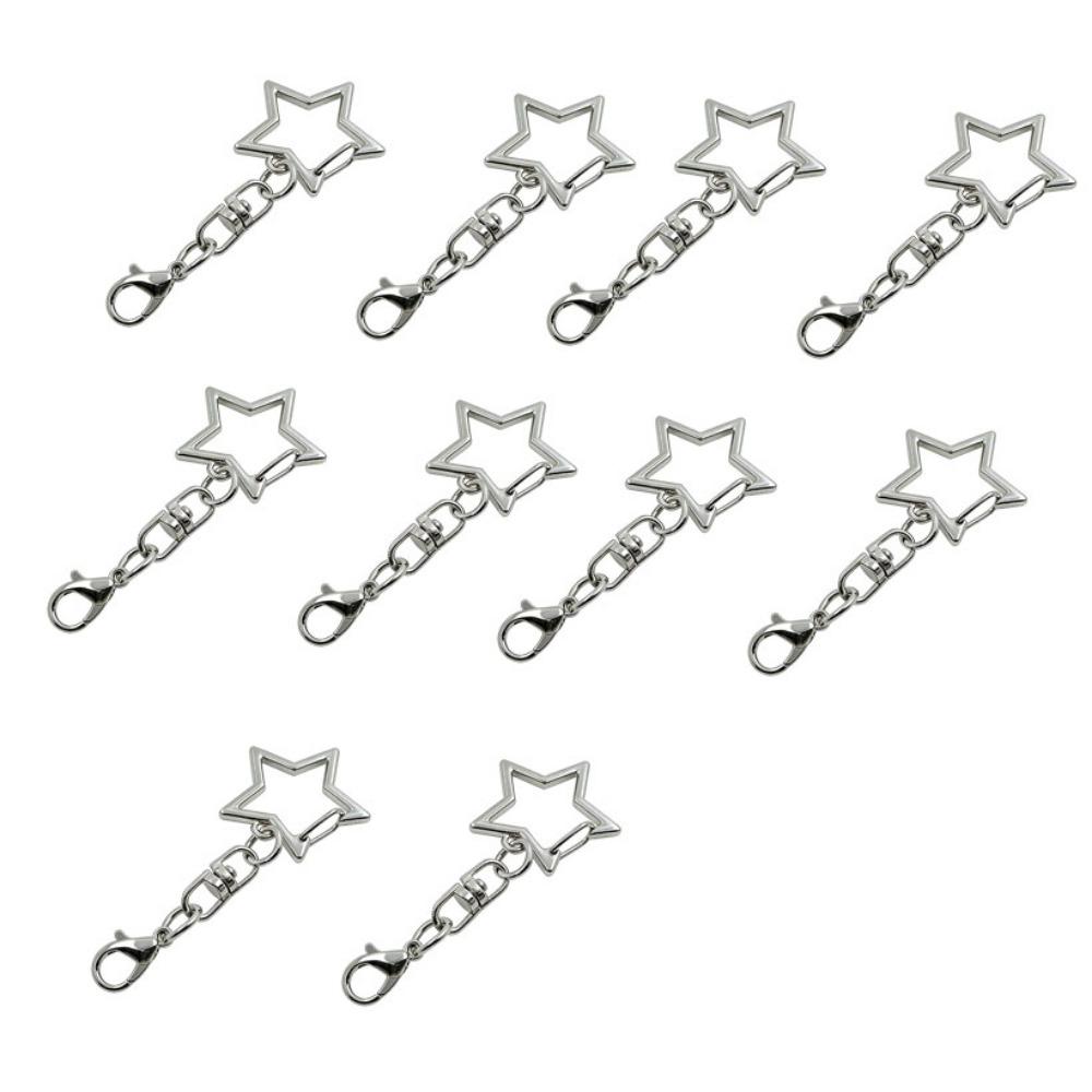 10Pcs 360 Rotate Keyring Pendant Star Heart Keychain DIY Accessories  Doll Hanging