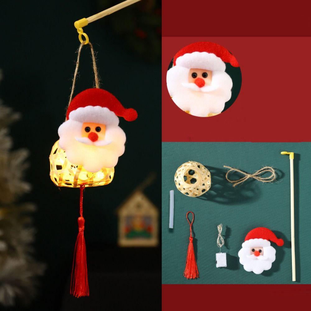 Handheld Christmas Bamboo Lantern Light-emitting Handmade Woven Lamp  Decoration