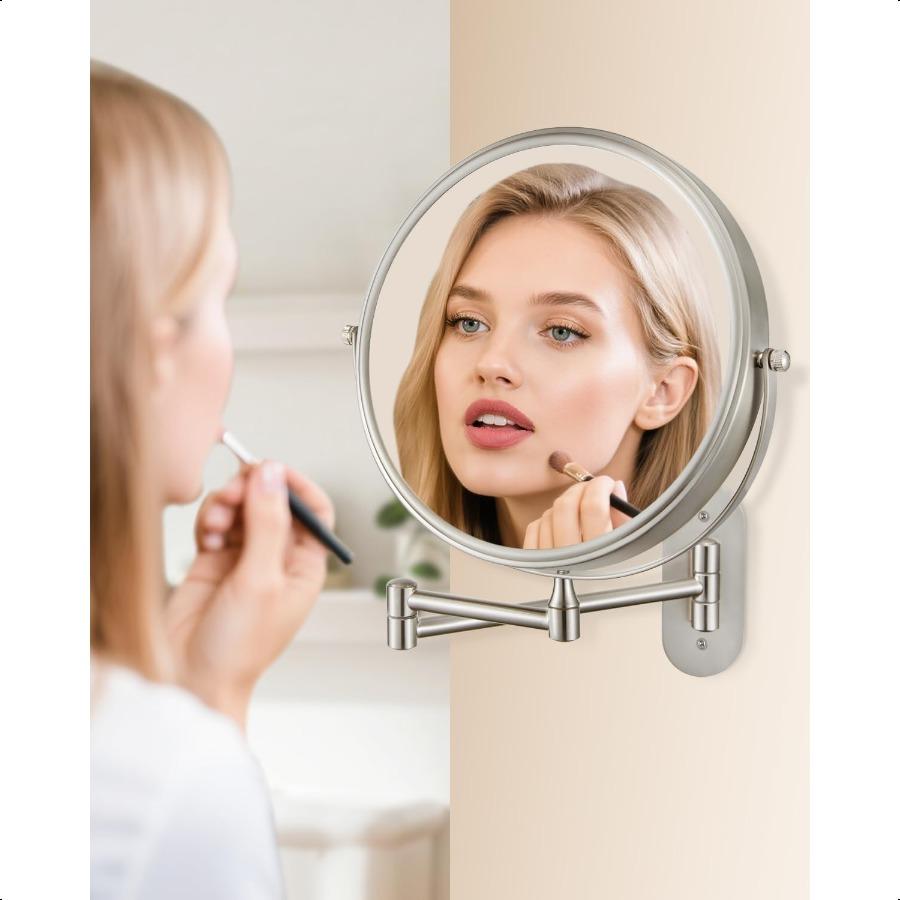 

9-дюймовое настенное зеркало для макияжа с 15-кратным увеличением, двустороннее поворотное выдвижное зеркало для ванной United States