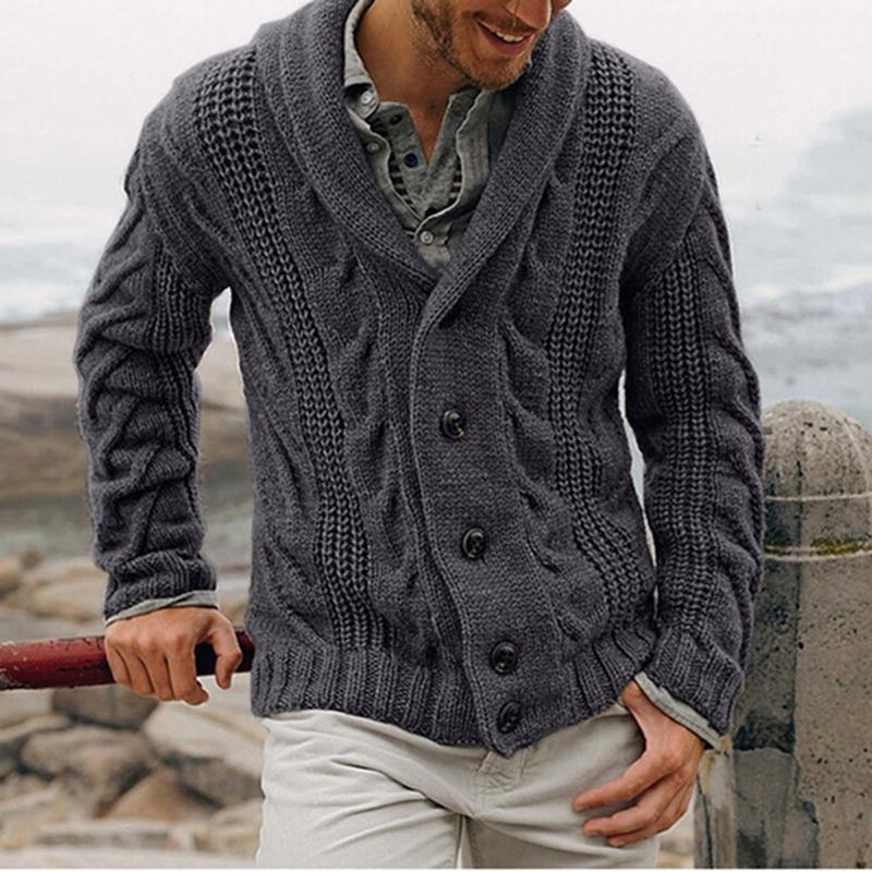 Knitted Cardigan Men s Single-breasted Loose Models Coarse Needle Sweater Men s Spring and Fall Outer Wear 3XL 2680₽