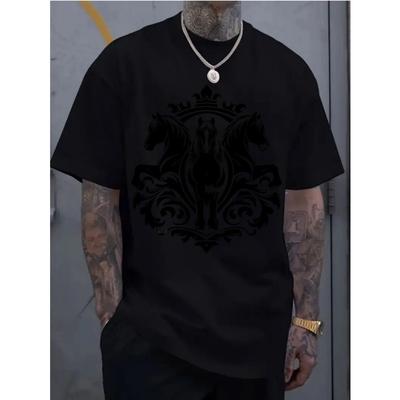 Tailles européennes Hommes Chemise Sportive Décontractée à Manches Courtes, Motif Imprimé 2D Tendance, Extensible et Confortable