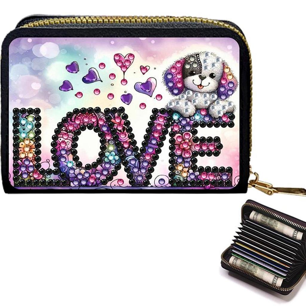 5D Diamond Painting Art Portable Card Bag Zipper Closure Diamond Painting Fashion Card Holder Coin Purse