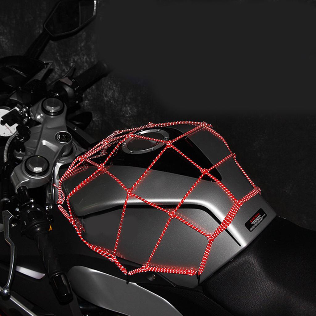 Motorcycle Reflective Cargo Net 16"x16" Bungee Cargo Net Stretchable Luggage Thicken Netting FuelTank Helmets Mesh