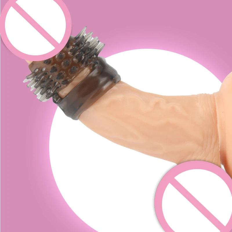 Penis Extender Sleeve Reusable Condoms TPE Glans Spike Dick Enlargement Cock Ring Erection Erotic Sex Toys for Men 18+