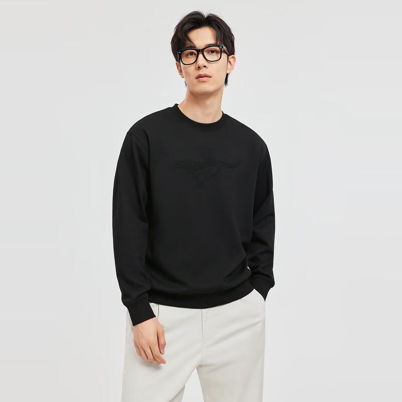 SEPTWOLVES Herren Fleecegefüttertes Kontrastfarbenes Wolfslogo Pullover Sweatshirt