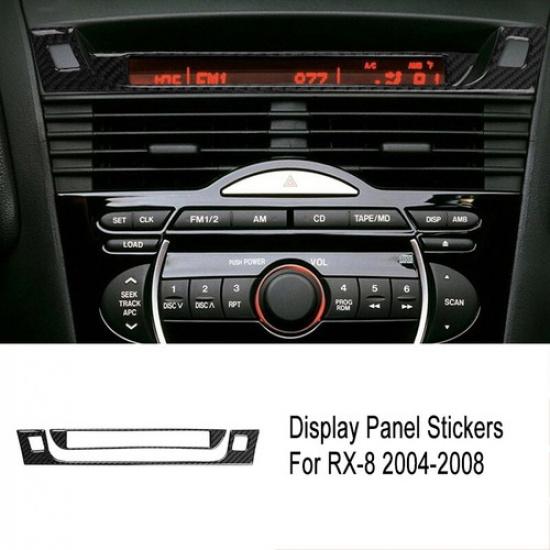 2Pcs Carbon Fiber Display Screen Frame Cover Trim For Mazda RX-8 2004-2008