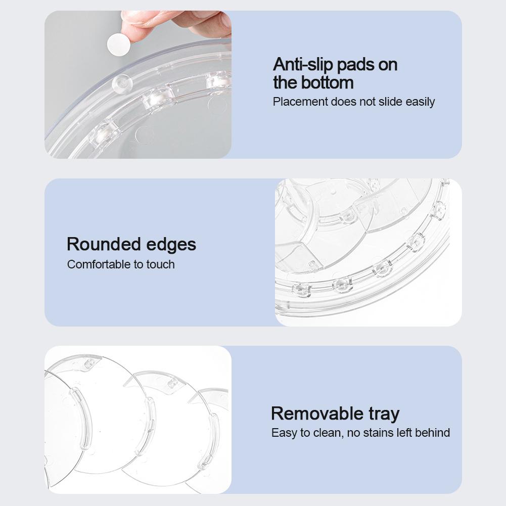 Refrigerator Rotating Storage Rack Kitchen Drinks Seasoning Storage Shelf Turntable Organizer for Bathroom Cabinet Fridge Vanity