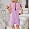 Women European American Style Sleeveless Big Pocket Casual Loose Suspender Cropped Jumpsuit