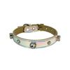 PU Leather Dog Collar Fish Rhinestone Reflective Adjustable Small Medium Large Dogs