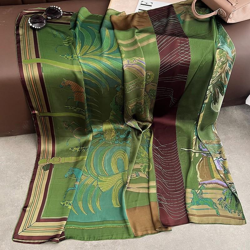 Seaside vacation style summer thin simulated silk scarf shawl women s oversized 110 square scarf for mother s ethnic style