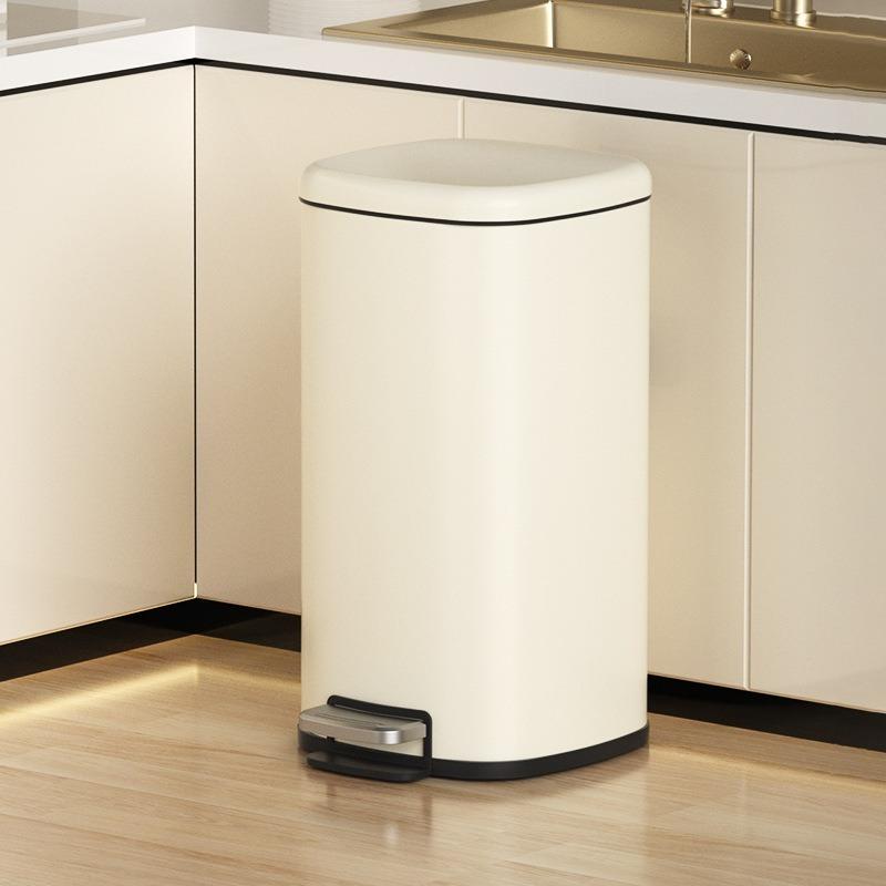 Stainless Steel Trash Can Large Capacity Foot Pedal Trash Bin Modern Simple Household Garbage Bins Kitchen Clean Accessories