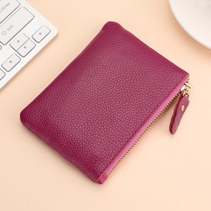 

Кожаный мешочек для мелочи, мужской и женский кардхолдер, мини-кошелек из мягкой кожи, сумка для хранения ключей, молния из воловьей кожи первого слоя, маленький кошелек. розы красного