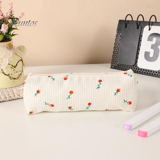 Soft Fabric Pencil Case Cute Floral Case, Mini Cotton Pouch for Pens Pencils Erasers, Lightweight Daily Use Pen Zipper Storage Bag Students,
