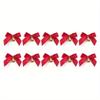 10Pcs Delicate Bowknot Bells Christmas Gift Bows with Small Bells DIY Bows Craft Christmas Tree Decoration Christmas Bow Tie