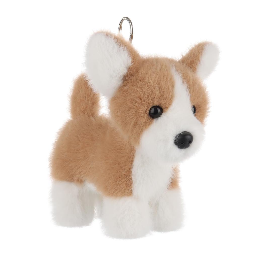 Apricot Lamb Charming Corgi Cute Soft Keychain Plush Toy, Perfect for Boys and Girls, Fits Kids Backpacks and Purses, 13cm