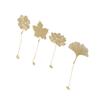 4pcs Metal Bookmarks with Chain Four Patterns Hollow Thin Golden Brass Metal Bookmarks