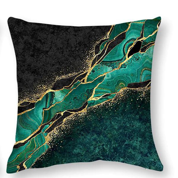 Home Decor Malachite & Gold Marbled Pattern Pillow Covers Pattern Cushion Cover Suitable For Sofa Bedroom Car Pillow Cover