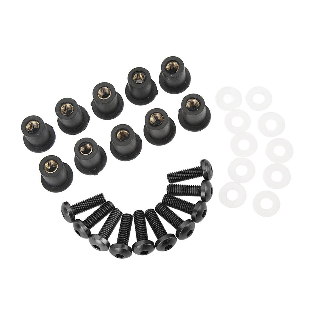 M5 Motorcycle Windshield Bolts Nuts Gaskets Set Aluminum Alloy Rubber Replacement for Suzuki Black