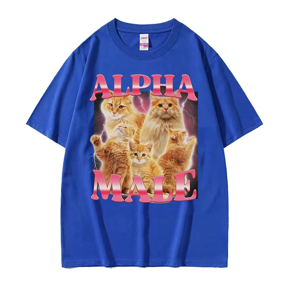 Alfa Hane Katt Kattunge Rolig Meme T-shirtS Herr Damkläder Mode Söt T-shirt Manlig Bomull Ledig Kortärmad T-shirt Toppar