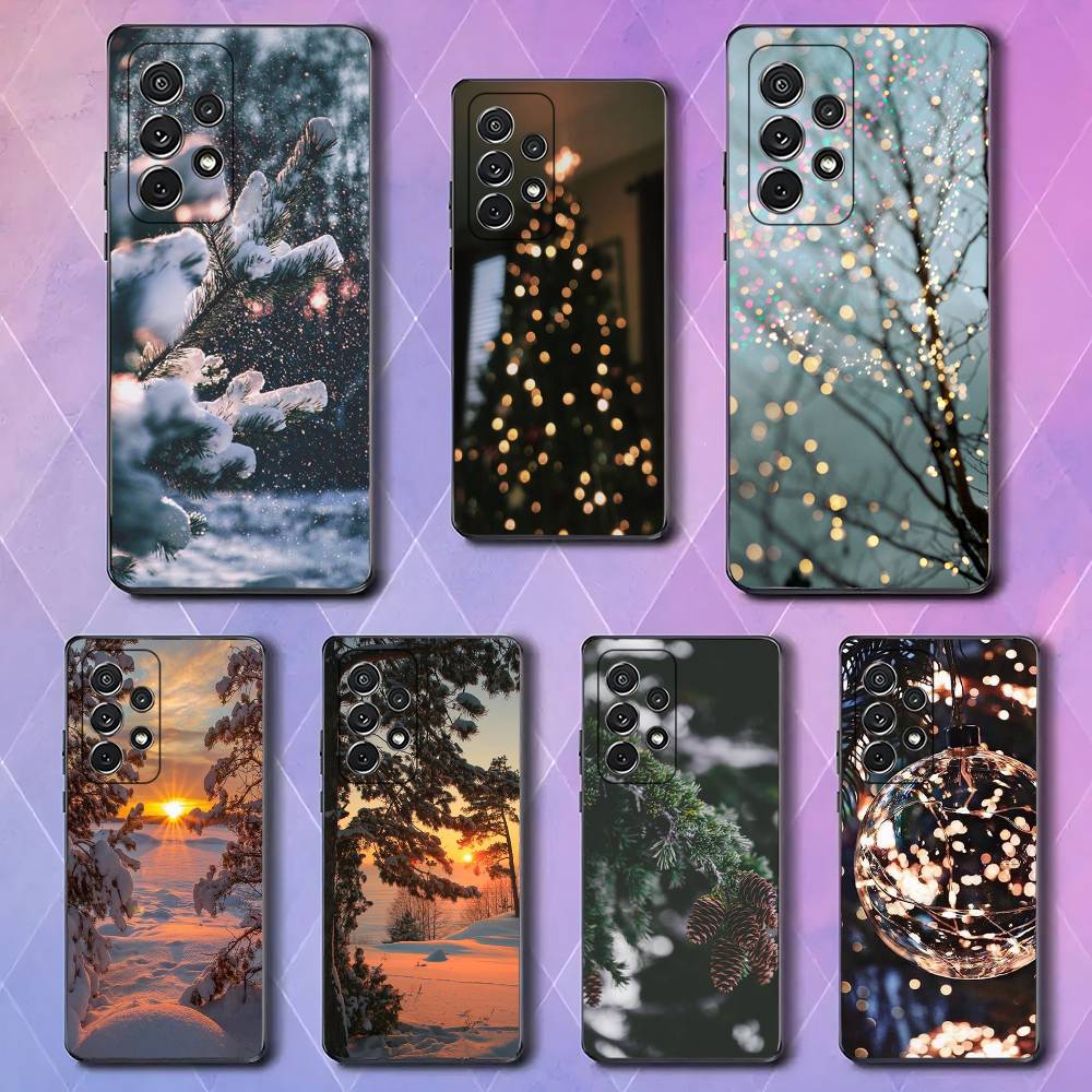 Landscape Winter Light Luxury Black Phone Case For Samsung Galaxy S23 S24 S25 Ultra S22 Plus S21