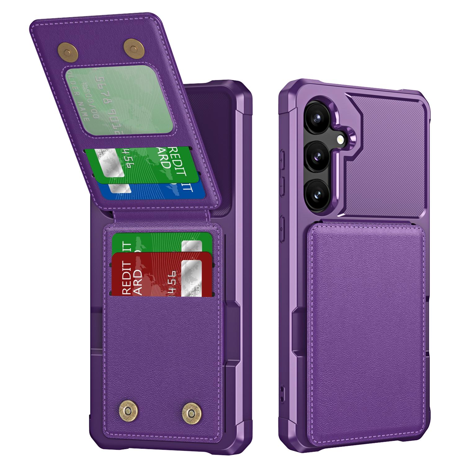 

ZM11 For Samsung Galaxy S23 FE Case Kicsktand Card Holder Leather+TPU Phone Cover Purple