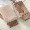 Imitation of Fox Fur Soft Women Winter Suede Cute Lovely Sweety Keyboard Works Keep Warm Half Finger Gloves Thickened