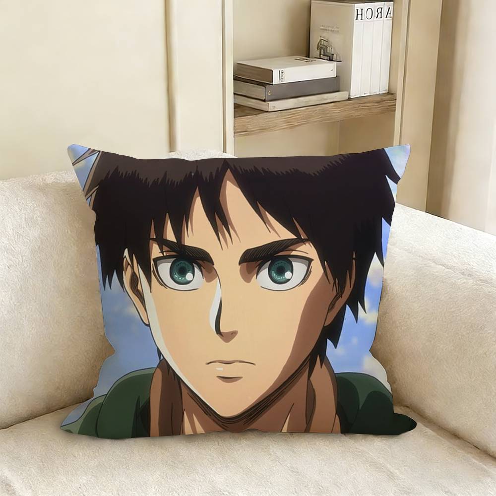 EEren YYeager Anime AAttack On TTitans Pillow Cover Sofa Cushion Cover Home Room Decoration Children Gift