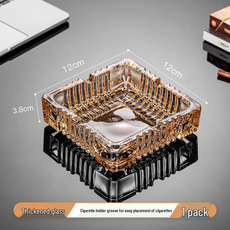 Crystal Glass Ashtray: Elegant, Fly-Repellent Design for Home or Office